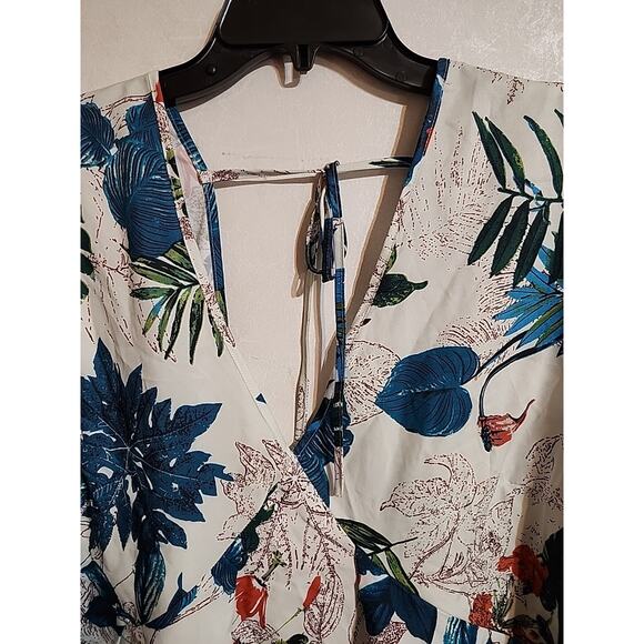 Shein Curve Womens Dress Fit & Flare 4XL Floral Tropical Silky Feel V-Neck V-Bac - Picture 4 of 7